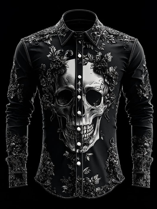 Men's Vintage Art Skull Shirt