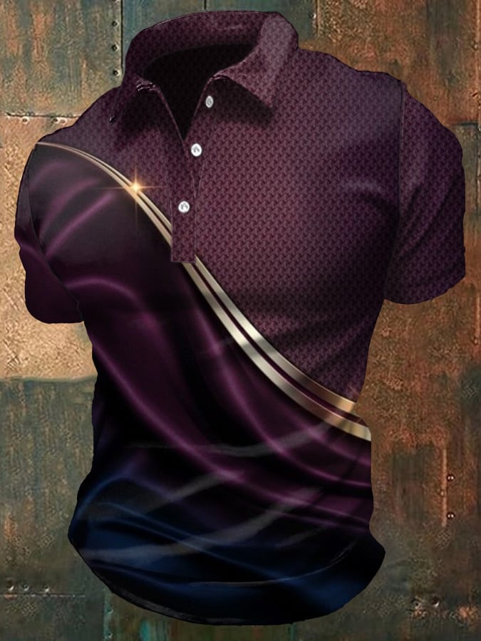 Men'S Casual Gradient Business Style Short-Sleeved Polo Shirt