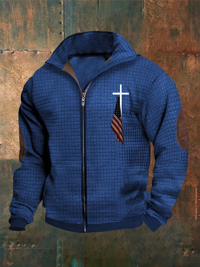 Men's Casual Faith Printed Zipper Long Sleeve Sweatshirt