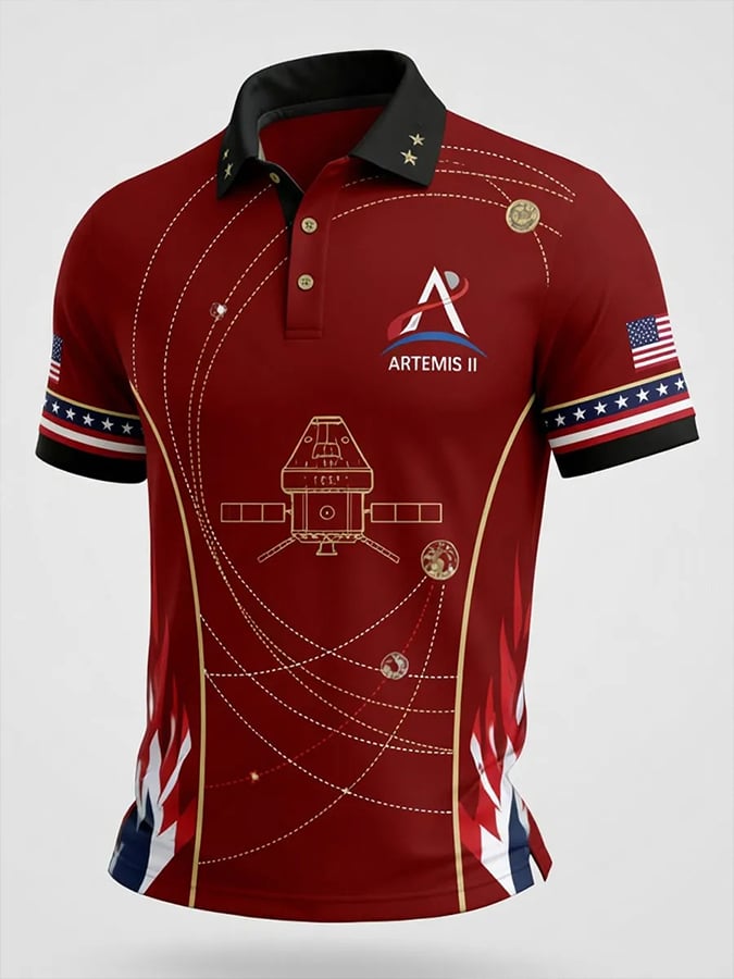 Men's Back to the Moon 2026 Print Polo Shirt