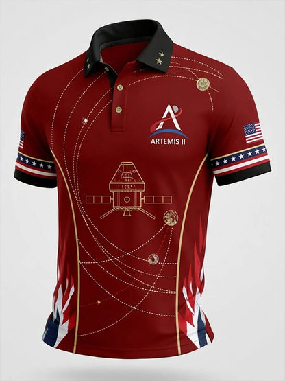 Men's Back to the Moon 2026 Print Polo Shirt