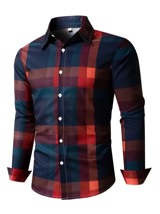 Men's Street Style Business Casual Printed Long Sleeve Shirt
