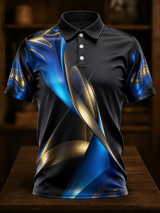 Men's Business Casual Art Button Short-Sleeve Polo Shirt