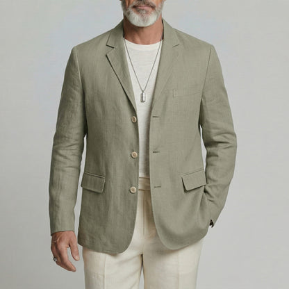 Men's Business Casual Solid Color Notched Lapel Loose Single Breasted Blazer