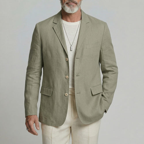 Men's Business Casual Solid Color Notched Lapel Loose Single Breasted Blazer