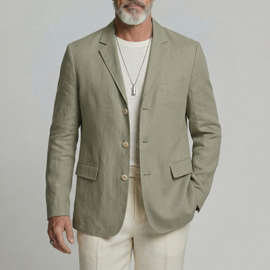 Men's Business Casual Solid Color Notched Lapel Loose Single Breasted Blazer