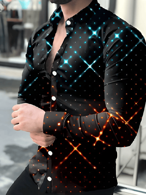 Men's Business Casual Striped Long Sleeve Shirt