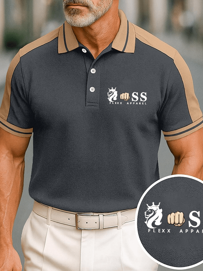 Men's Fashion Business Letter Printed Casual Polo Shirt