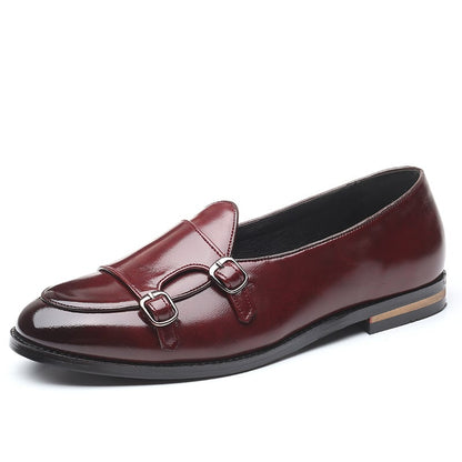 Fashion British Belt Double Buckle Small Leather Shoes