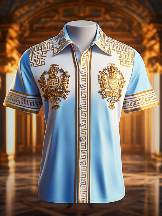 Men's Satin Luxe Print Short Sleeve Button Shirt