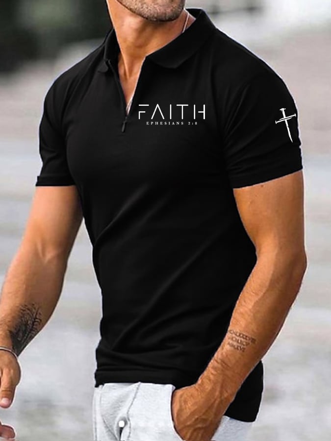 Men's Faith Print  Polo Shirt