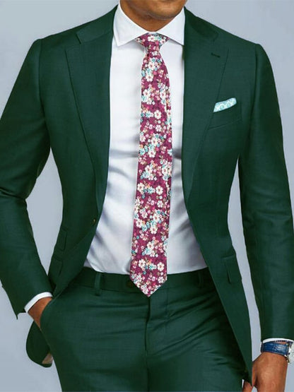 Men's Business Single-Breasted Solid Color Two-Piece Suit