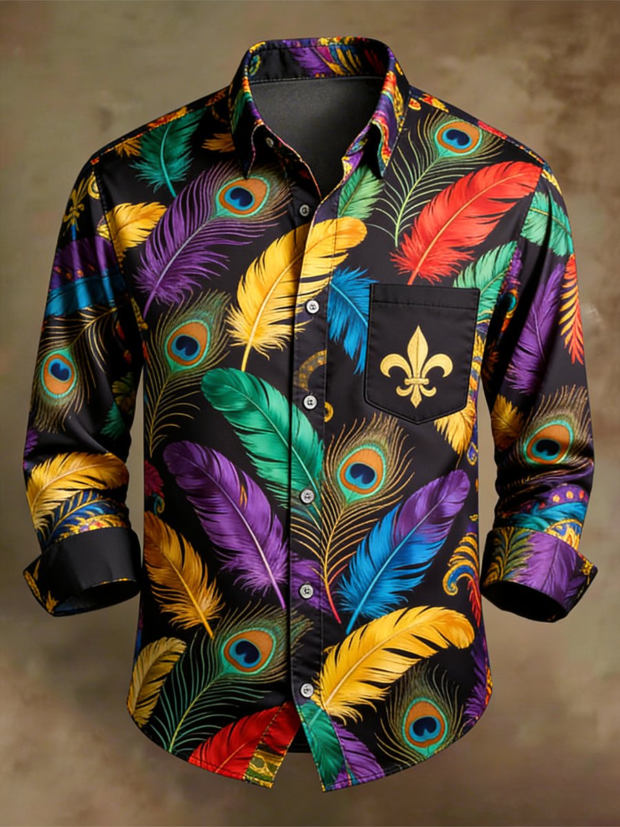 Men's Holiday Carnival Party Art Long-Sleeve Shirt