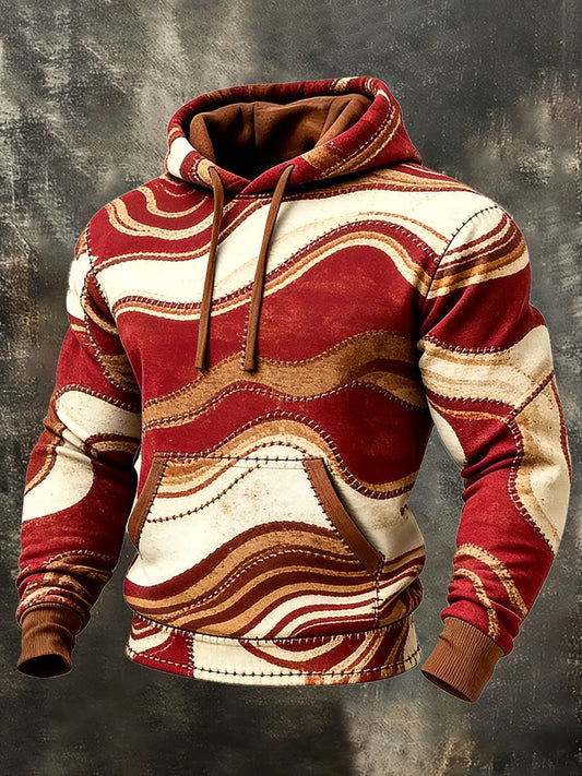 Men's Casual Geometric Patchwork Art Hoodie