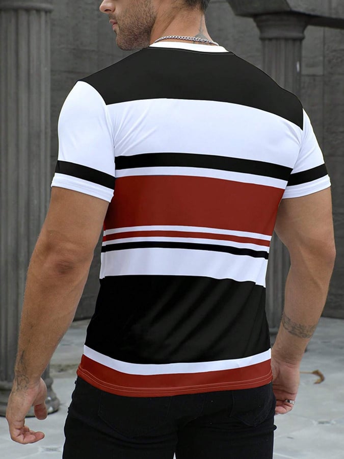 Men's Retro Letter Print Casual T-shirt