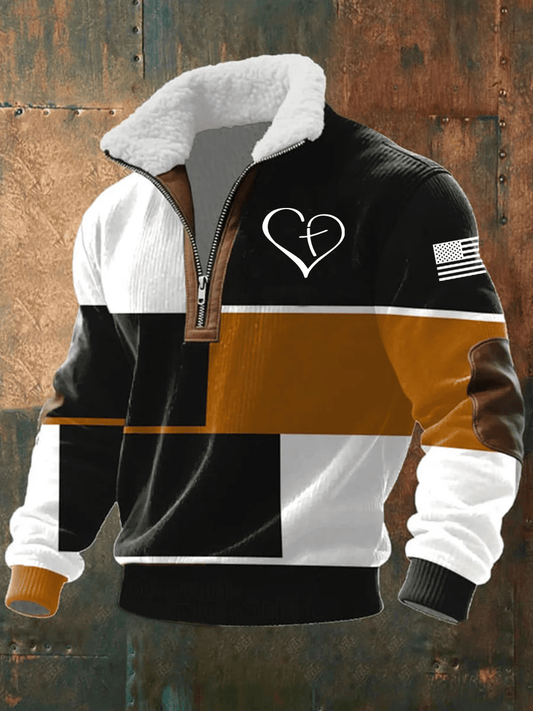 Men's Geometric Faith Cross Print Sweatshirts