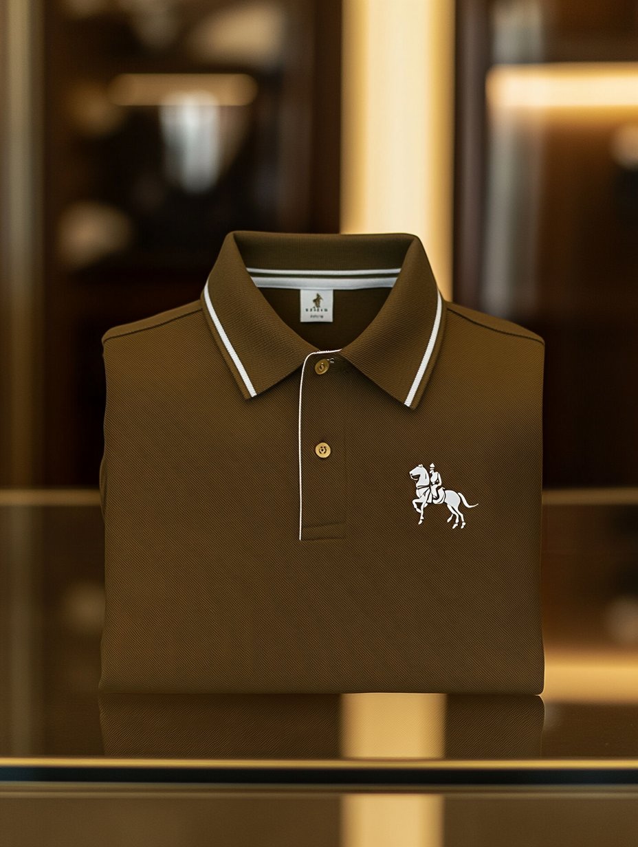 Men's Business Casual Horseback Rider Button-Down Short Sleeve Polo Shirt
