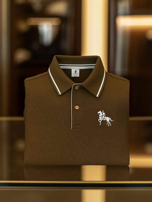 Men's Business Casual Horseback Rider Button-Down Short Sleeve Polo Shirt