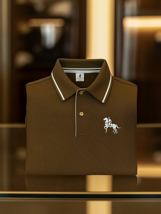 Men's Business Casual Horseback Rider Button-Down Short Sleeve Polo Shirt