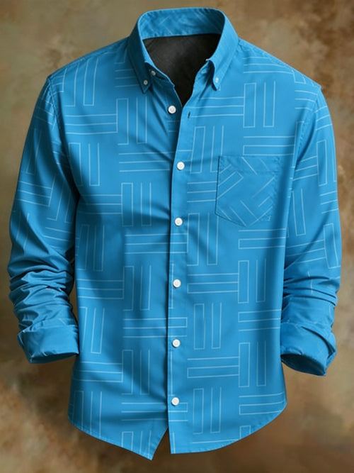 Men's Plaid Geometric Pattern Shirt