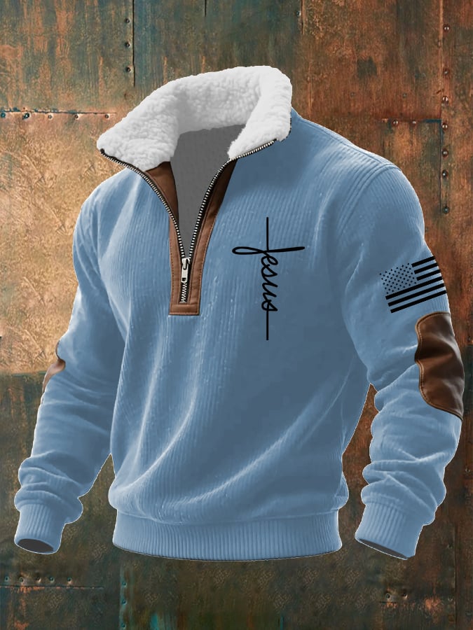 Men's Casual Faith Retro Textured Sweatshirt