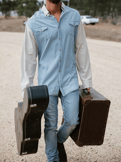 Men's Retro Western Ethnic Style Solid Color Shirt
