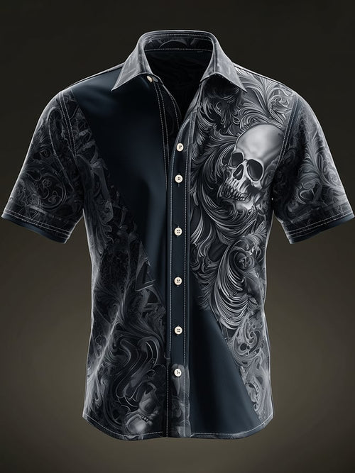Men's Casual Retro Dark Satin Shirt