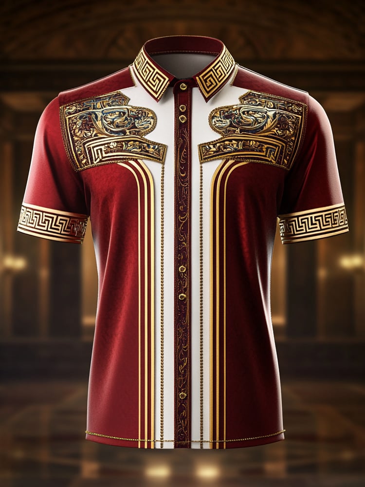 Men's Satin Luxe Print Short Sleeve Button Shirt