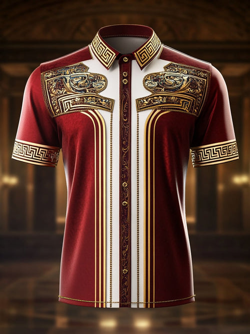 Men's Satin Luxe Print Short Sleeve Button Shirt