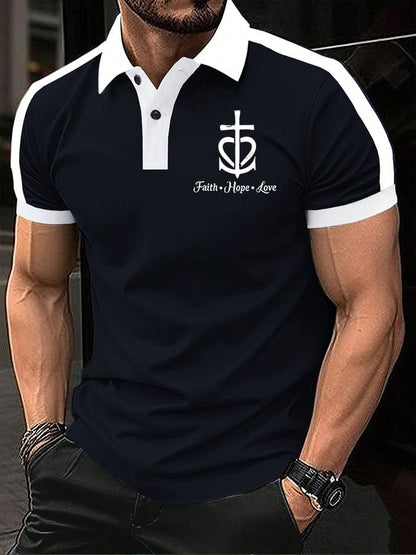 Men's Faith Hope Love Printed POLO Shirt