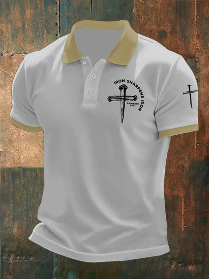 Men's Iron Sharpens Iron Print Polo Shirt