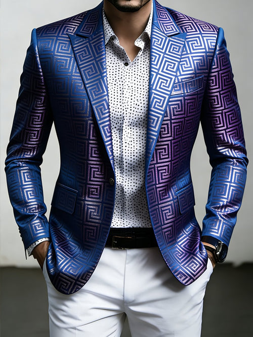 Men's Luxury Business Geometric Print Suit Jacket