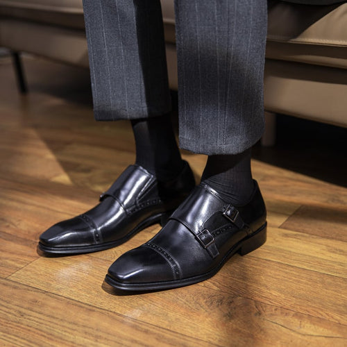 Buckle Pointed Toe British Style Men'S Shoes
