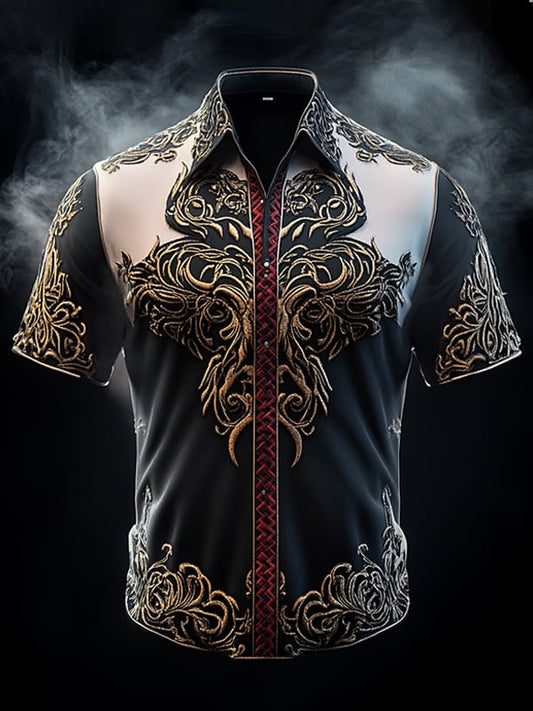 Men's Retro Viking Graphic Short Sleeve Shirt