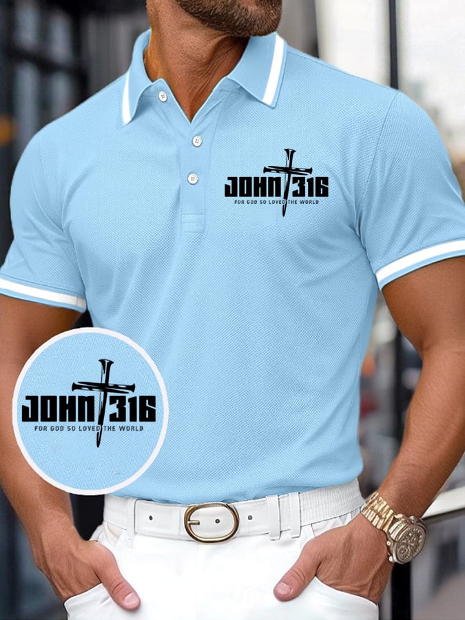 Men's Faith Printed Casual Polo Shirt
