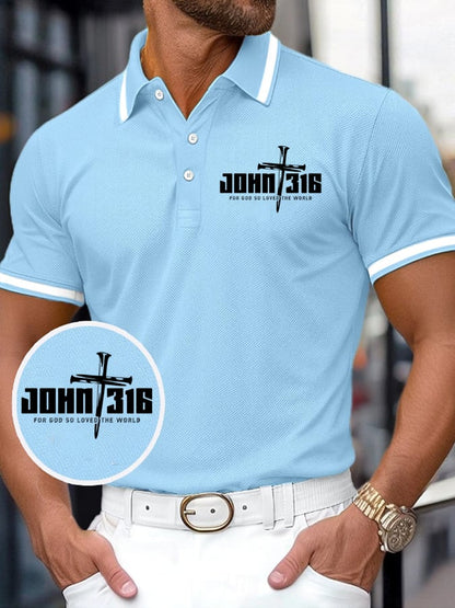 Men's Faith Printed Casual Polo Shirt