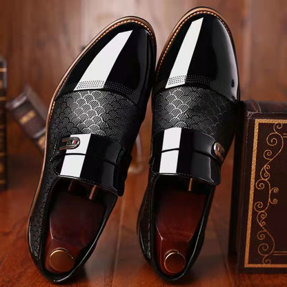 Men's Business Formal Casual Embossed Patchwork Loafers Faux Leather Patant Shoes
