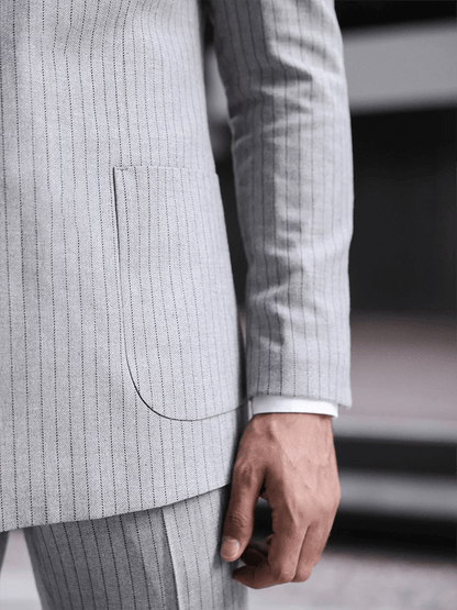 Men's Retro Single Breasted Striped Gentleman Business Suit Jacket