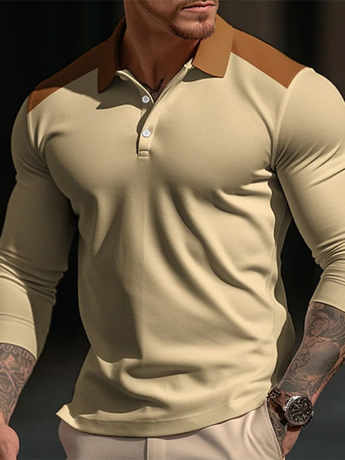 Fashion Print Print Lapel Pullover Long Sleeve Polo Shirt