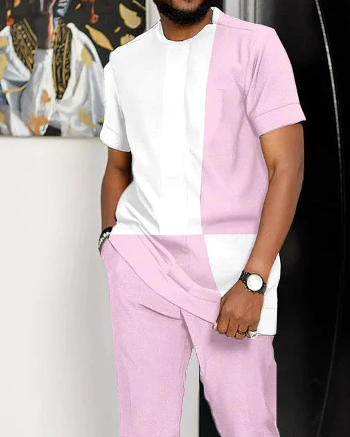 Men's Casual Colorblock Walking Suit-013
