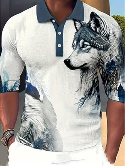 Men's Casual Animal Print Polo Shirt