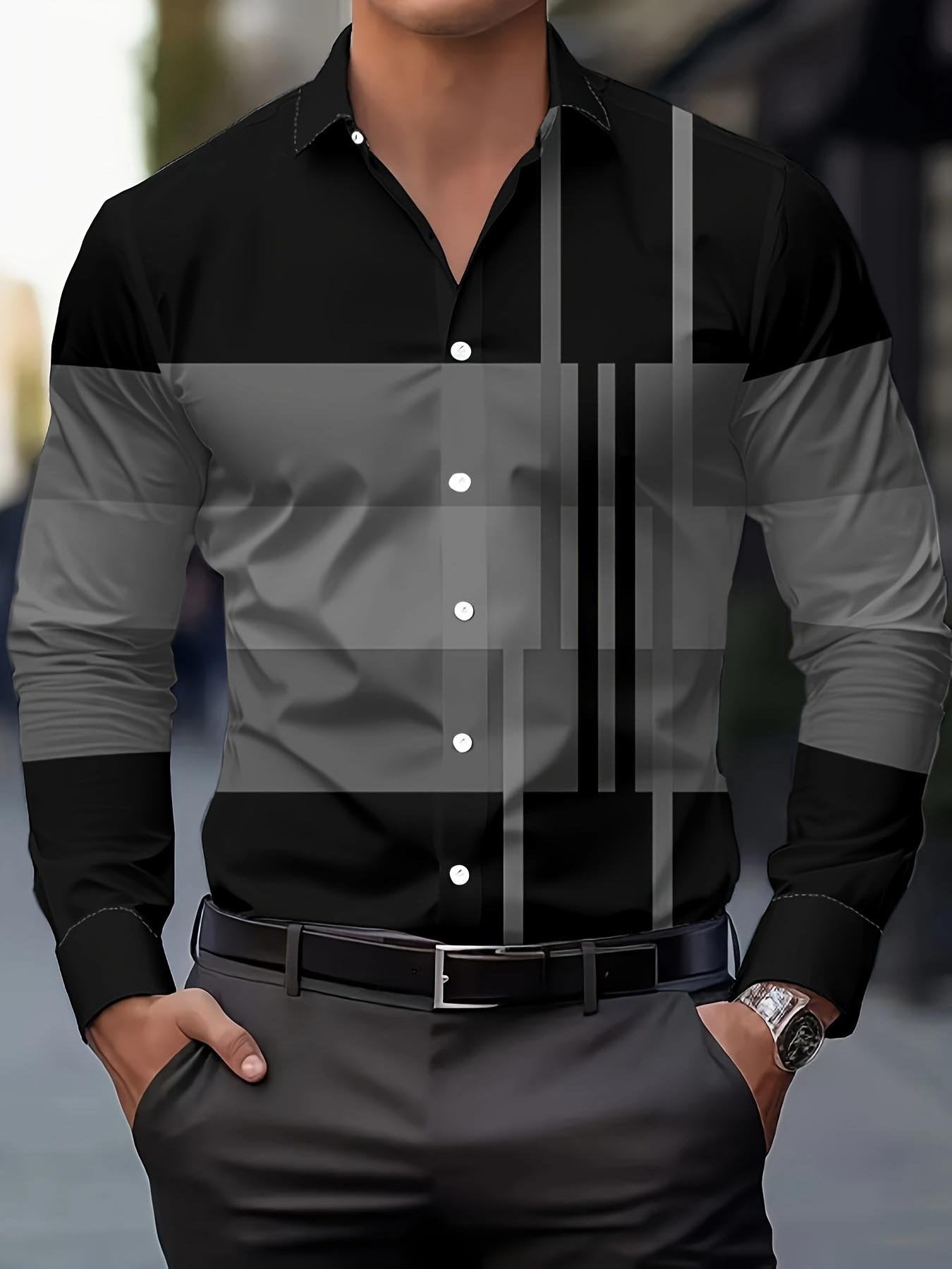 Men's Street Style Business Casual Printed Long Sleeve Shirt