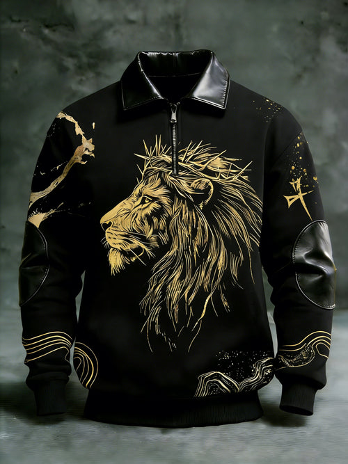 Men's Winter Faith Print Stand-Collar Top-Fast Shipping