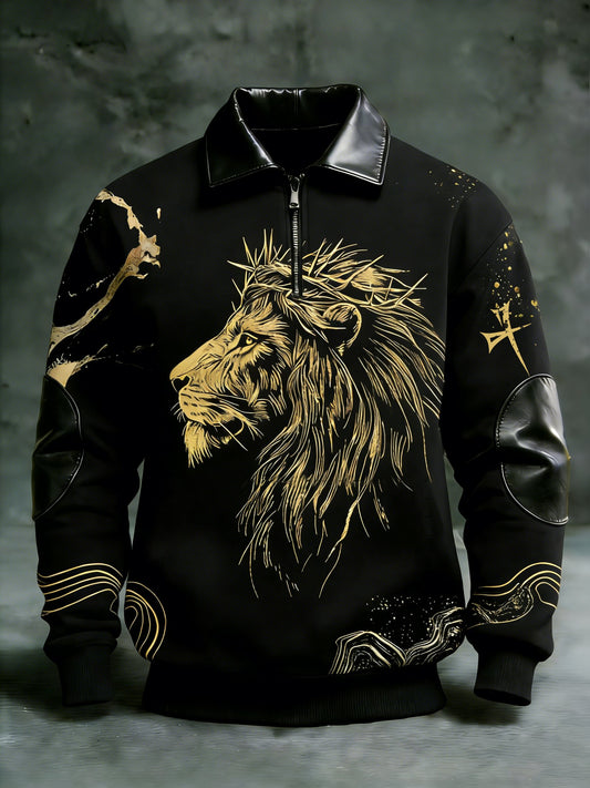 Men's Winter Faith Print Stand-Collar Top-Fast Shipping