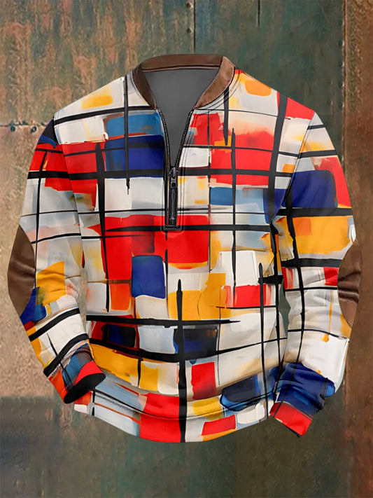 Men's Vintage Geometric Style Print Sweatshirt
