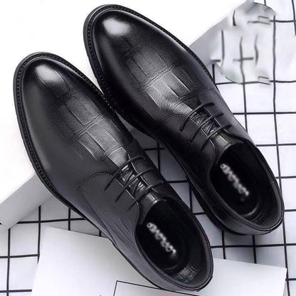 Men's Comfortable British Business Lace-Up Stone Leather Shoes