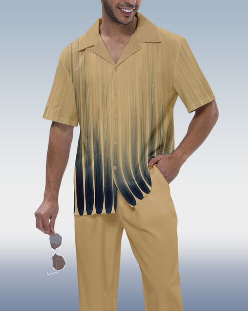 Rianmond Men's Art Short Sleeve Shirt Walking Set 488