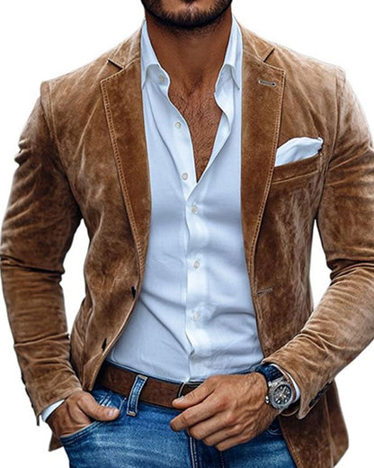 Men's Business Casual Golden Velvet Suit