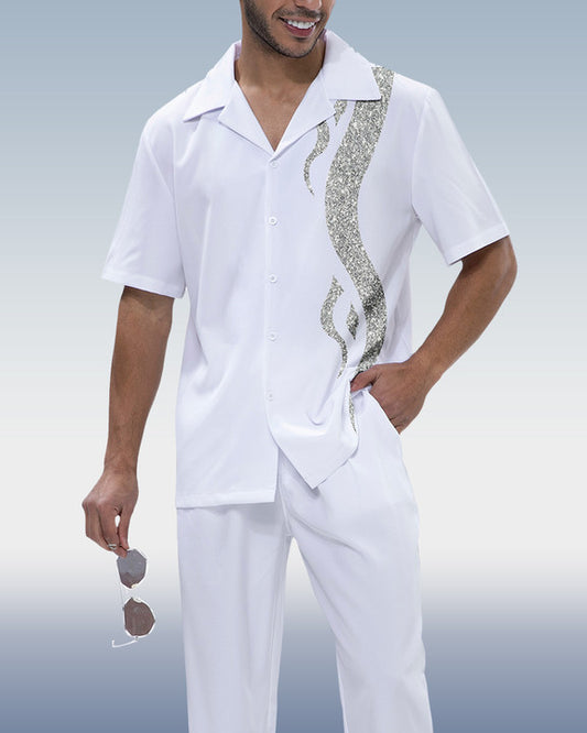 Rianmond Men's Art Print Short Sleeve Hiking Walking Suit