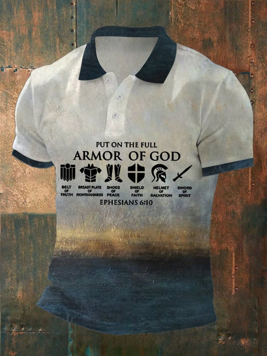 Men's Retro Faith Casual Printed Polo Shirt